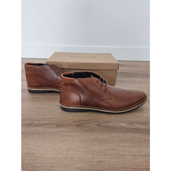 Steve Madden Men\'s Harken Leather Chukka Boots Cognac Size 16 main image 8